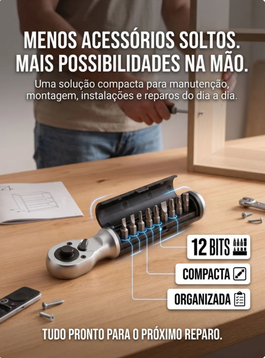 Chave de Fenda Catraca Bosch com 12 Bits | A Ferramenta Certa Sempre à Mão
