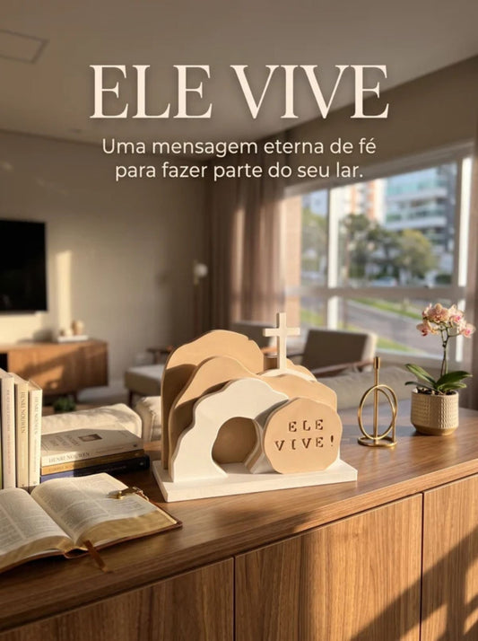Decoração Túmulo de Jesus Ressuscitado “Ele Vive” | Uma Peça de Fé Que Leva Esperança e Significado Para Seu Ambiente