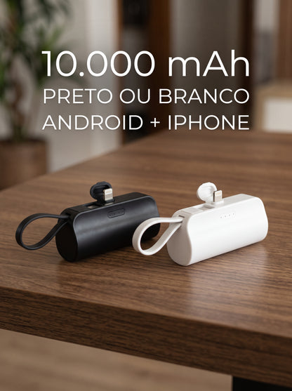 Mini Power Bank 10000mAh | Chega de Ficar Sem Bateria