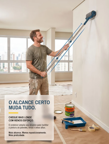 Rolo de Pintura com Extensor 75 cm | Mais Alcance para Paredes e Tetos