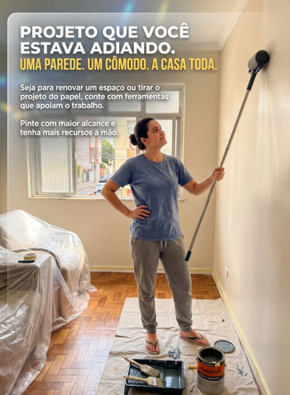 Rolo de Pintura com Extensor 75 cm | Mais Alcance para Paredes e Tetos