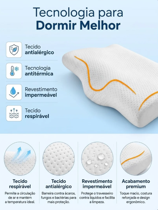 Acorde Renovado Todos os Dias I
Travesseiro Cervical Ortopédico
Viscoelástico