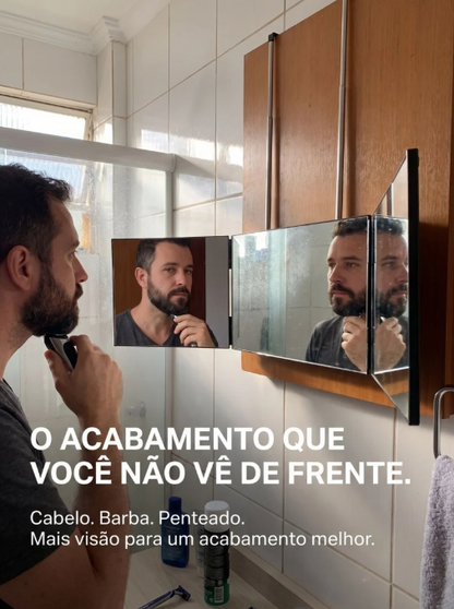 Espelho 3 Vias Dobrável | Visão Ampla para Maquiagem, Cabelo e Cuidados Pessoais