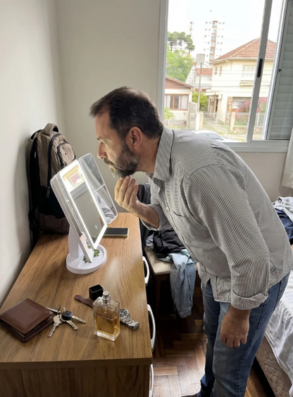Espelho 3 Vias Dobrável | Visão Ampla para Maquiagem, Cabelo e Cuidados Pessoais