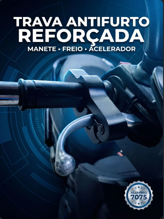 Trava Antifurto Reforçada para Moto | Bloqueio de Manete, Freio e Acelerador