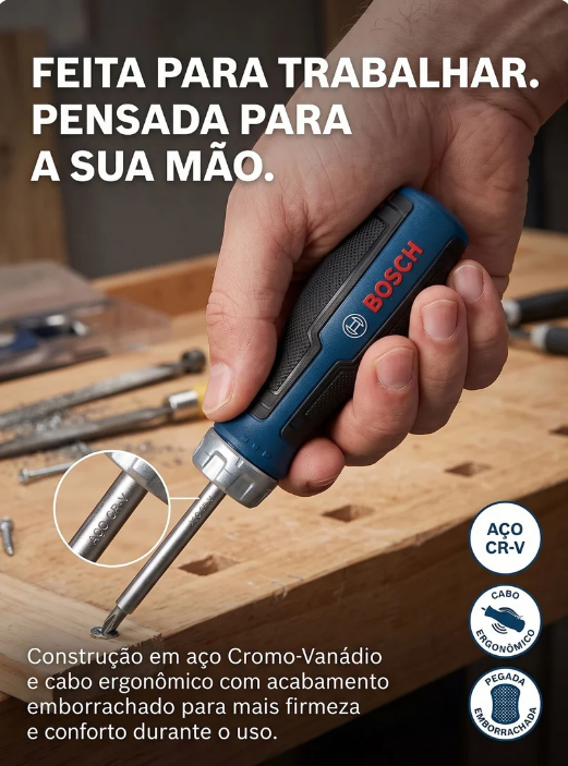 Chave de Fenda Catraca Bosch com 12 Bits | A Ferramenta Certa Sempre à Mão