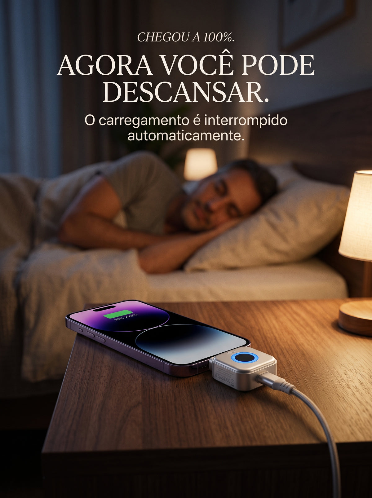 Adaptador de Carregamento USB-C 140W | Interrompe a Carga ao Chegar em 100%