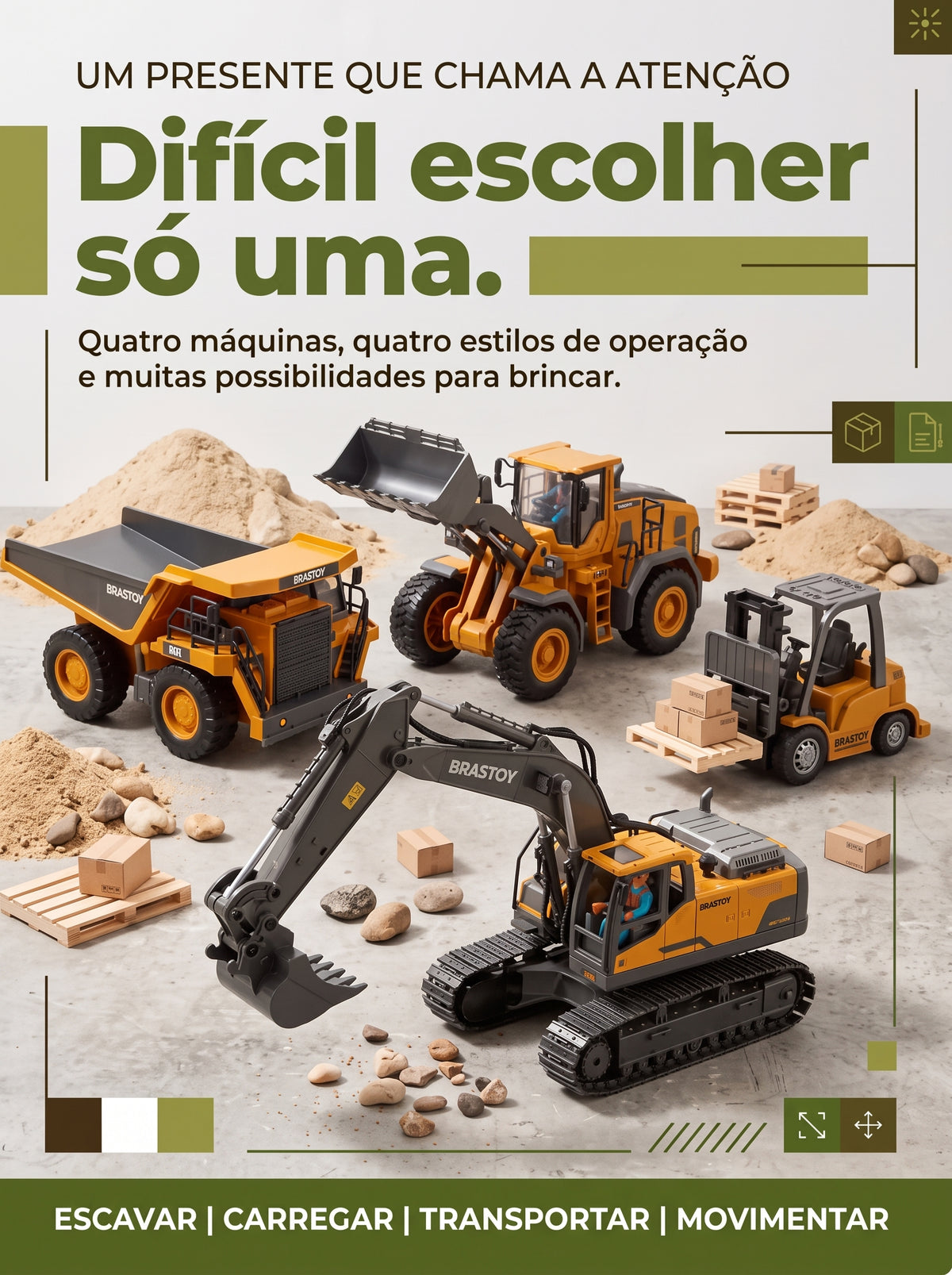 Máquinas de Construção RC com Controle Remoto | A diversão no controle