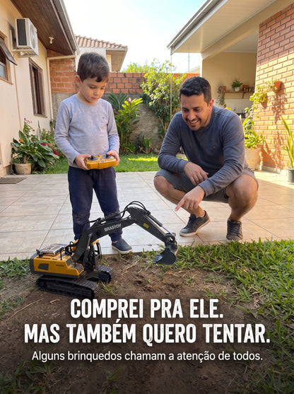 Máquina Escavadeira Recarregável com Controle Remoto | Mais Diversão para Brincar de Construção