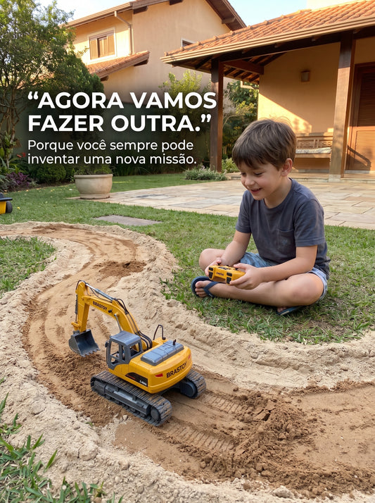 Máquina Escavadeira Recarregável com Controle Remoto | Mais Diversão para Brincar de Construção