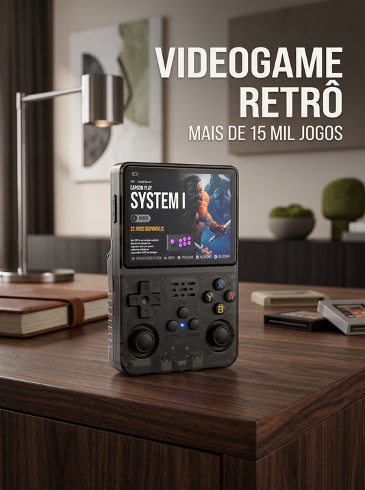 Console Portátil R36S 64GB + 15.000 Jogos | Nostalgia na Palma da Mão