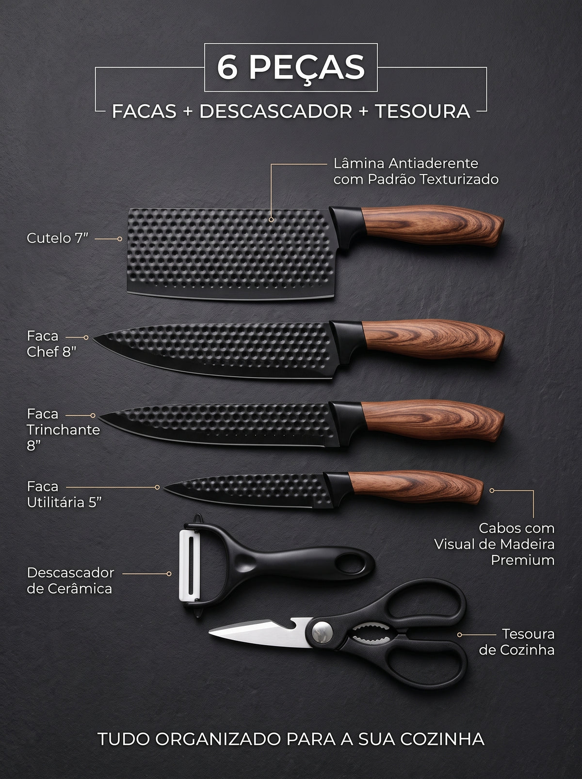 Kit de Facas | A Praticidade Que Faltava na Sua Cozinha