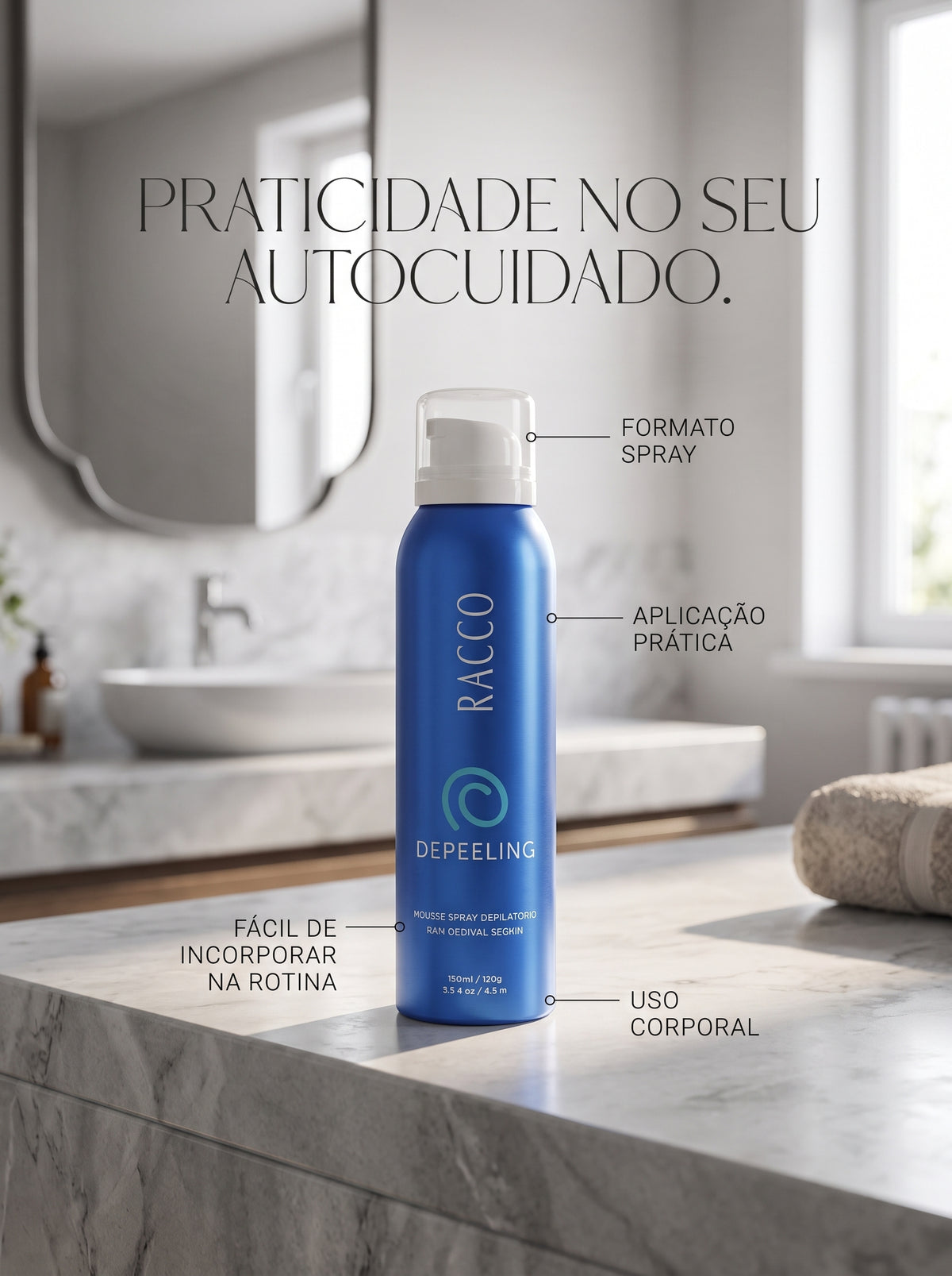 Mousse Spray Depilatório 150ml | Mais Praticidade para Deixar a Pele Lisa