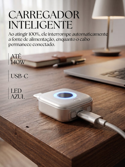 Adaptador de Carregamento USB-C 140W | Interrompe a Carga ao Chegar em 100%