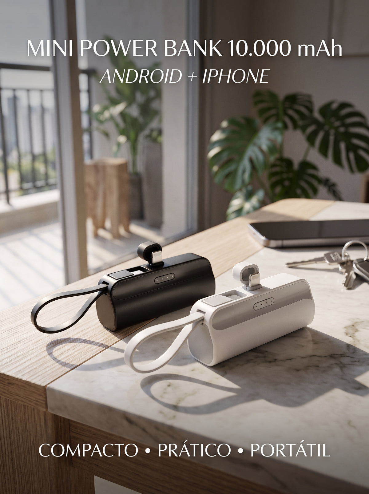 Mini Power Bank 10000mAh | Chega de Ficar Sem Bateria