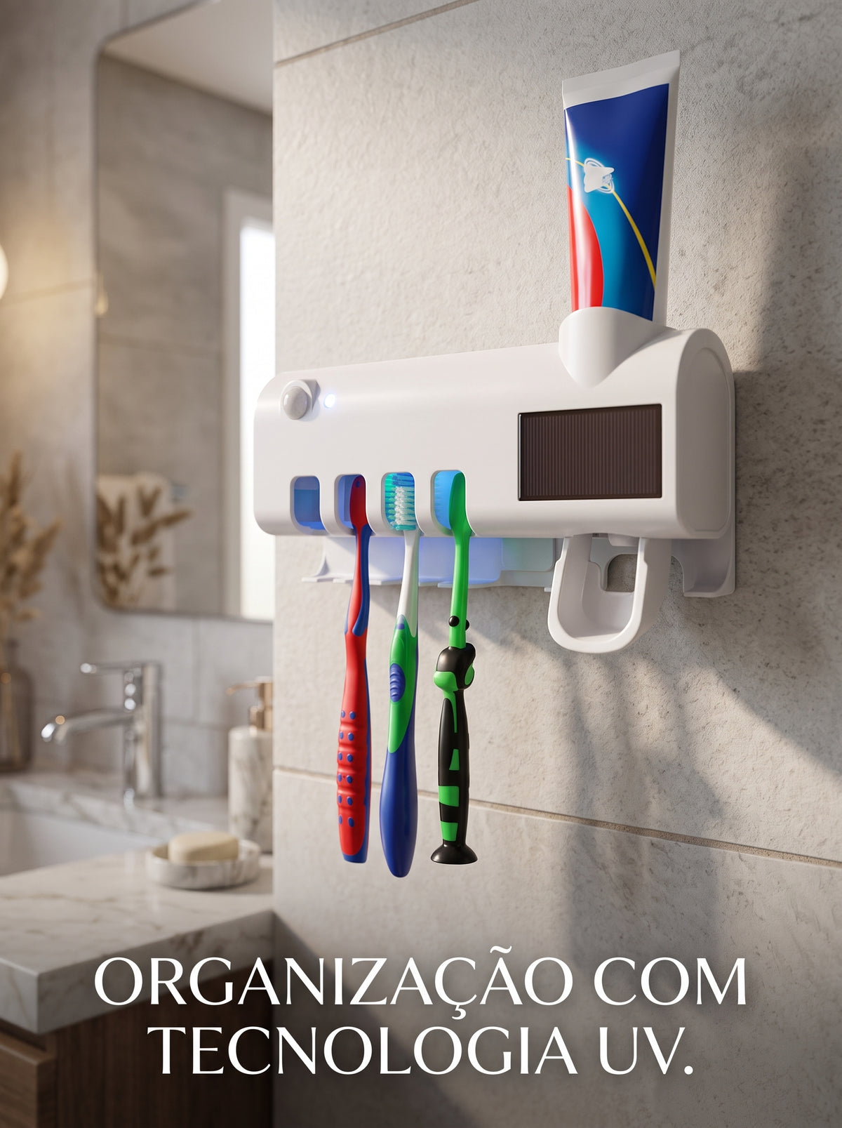 Porta Escova de Dentes com UV | Banheiro Mais Organizado e Prático