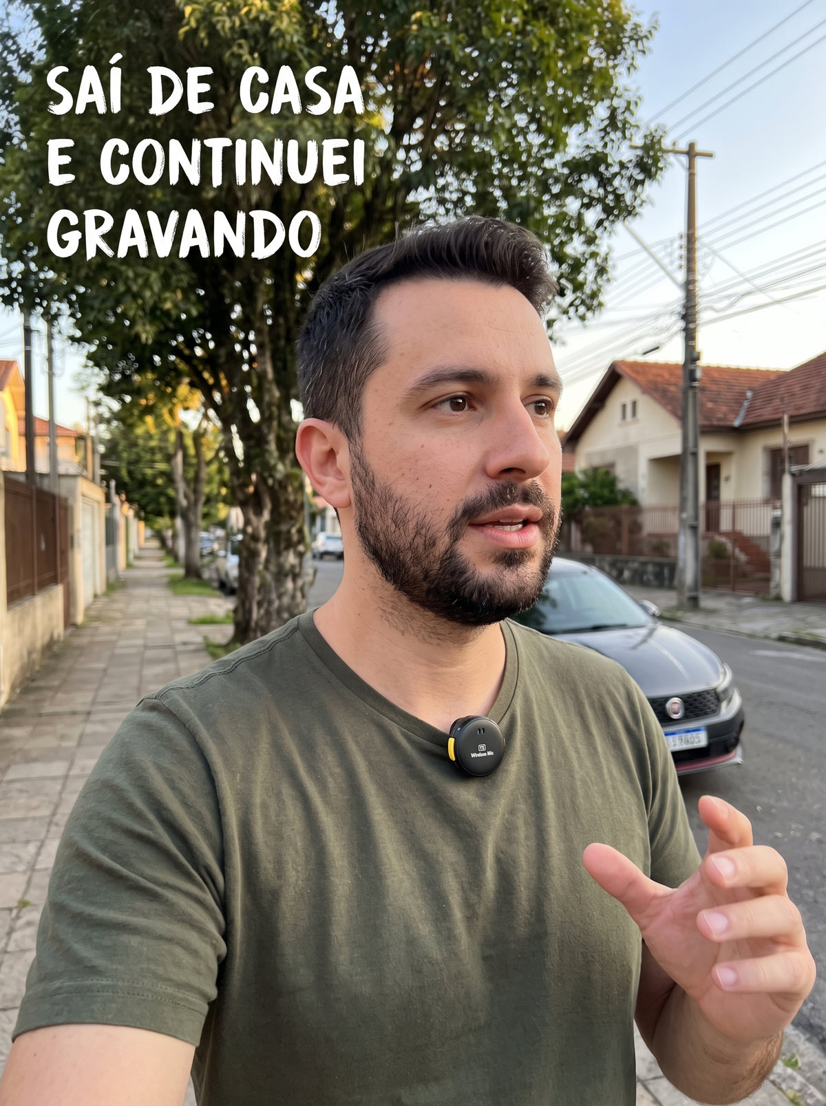 Microfone de Lapela Sem Fio com 2 Microfones | Grave com as Mãos Livres