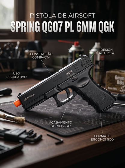 Pistola Airsoft Spring QG07 PL 6mm | Pronta para a Diversão