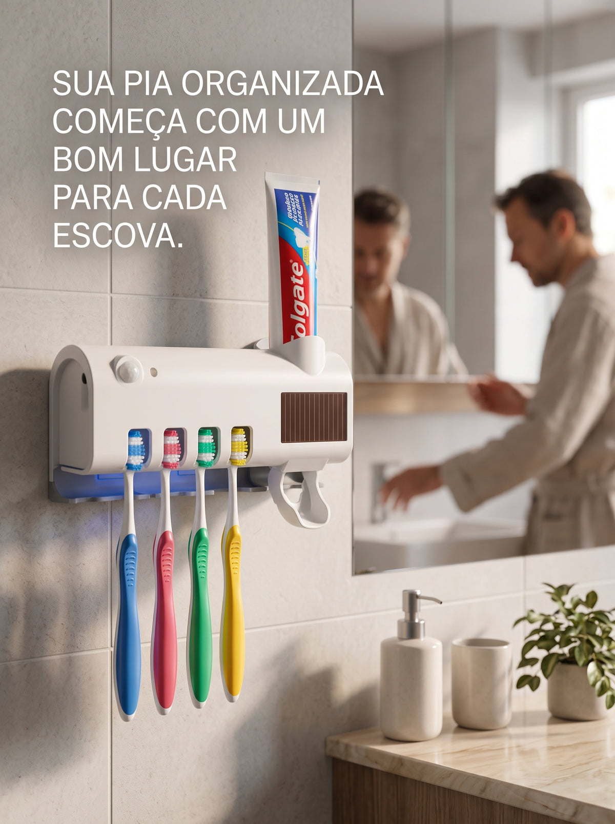 Porta Escova de Dentes com UV | Banheiro Mais Organizado e Prático
