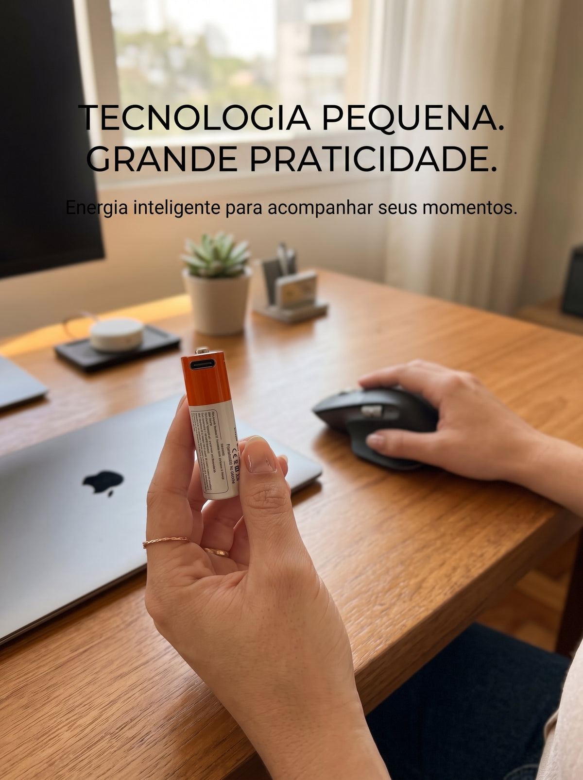 Kit 2 Pilhas AA Recarregáveis USB Tipo C | Energia Inteligente Para Seus Dispositivos
